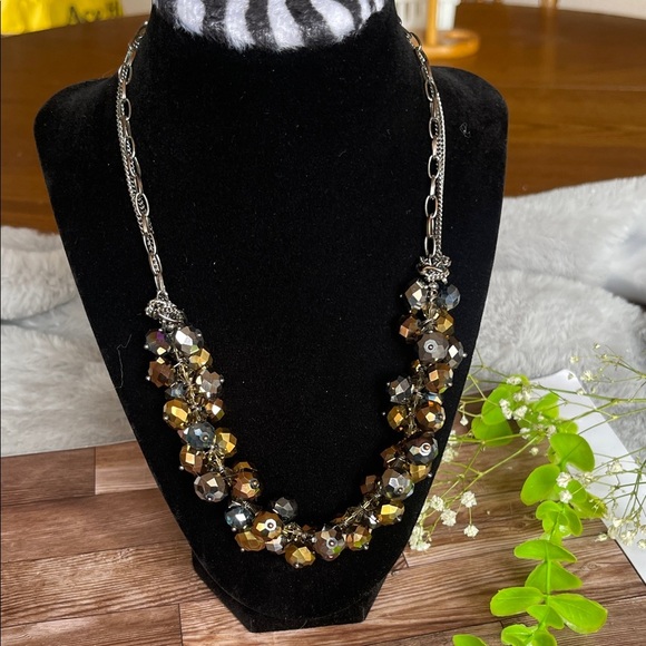 Chic Crystal Beaded Necklace in Gold and Silver - Picture 1 of 8